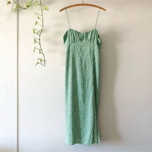 ZARA Green Midi Dress Size M Ref: 2587/165 Strappy Animal Leopard Print - Picture 1 of 7