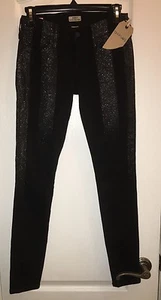 Neu mit Etikett $ 240 True Religion Jeans schwarz Glitzer Denim Casey Skinny Damenhose 24 - Bild 1 von 4