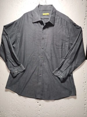 Camisa Donna Karran Para Hombre Talla 17 1/2 Gris Manga Larga Cuello Abotonado Foto 1 de 4