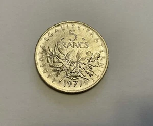 1971 France Francaise French 5 Franc Coin. Excellent Condition, Collector Item - Picture 1 of 2