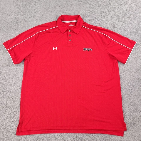 Maryland Terrapins Polo Shirt Mens XL Red Under Armour Terps Short Sleeve Cover