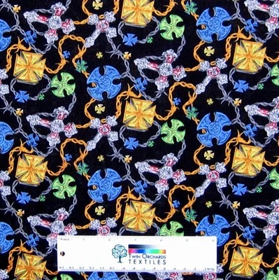 Tecido religioso - Colar cruzado com capacete preto - Quilt Fabri JARD - Imagem 1 de 2