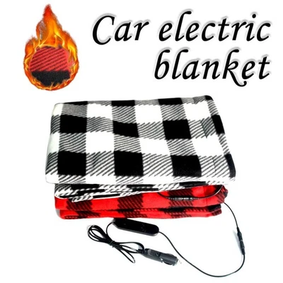 Winter Warmer Soft Flannel Travel Outdoor12V Electric Car Heating Blanket Black⊲ - image 1 of 4