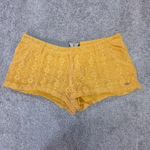 Volcom Lace Shorts Yellow Short Floral Size 5 - Picture 1 of 8