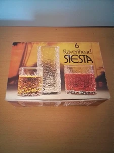 VintageRAVENHEAD SIESTA Whiskey /Water Glasses Tumblers Bark Effect X 6, - Picture 1 of 6