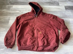 Carhartt Jacket J130 CLY Clay Mens 2XL Tall Hooded Coat Quilt Lined Work Wear - Picture 1 of 15