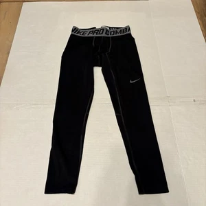 Nike Pro Combat Pants Boys Large Black Compression Pant Tights Active Gym Youth - Picture 1 of 8