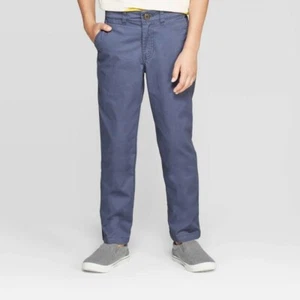 Cat & Jack Boys' Slate Blue Stretch Chino Straight Fit Pants Size 6, 12 - Picture 1 of 3
