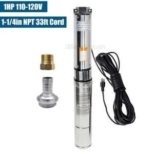 1 HP Deep Well Submersible Pump, 4" , 115V, 33 GPM, 207 ft ,Stainless Steel US - Picture 1 of 13