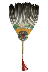 New Chinese Ancient Goose Feather Kong Ming Hand Fan, Collectible Fan - Picture 1 of 6