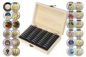 🇨🇦 Juego de 24 monedas de $2 dólares Toonie color Canadá, caja de regalo estuche de madera 2017 - 2024 - Imagen 1 de 5