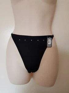 BNWT Vintage C & A Black Diamante SEXY Thong Size 8-10 - Picture 1 of 11