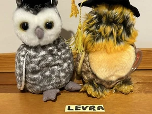 2 graduation owl lot SMART CLASS OF 01 and SMARTEST CLASS OF 03 Ty BEANIE BABIES - Picture 1 of 3