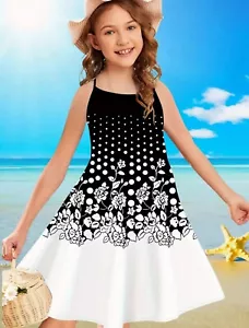 Charming Girls Dots 3D Printed Dress Loose & Comfy ForAny Occasion Sizes Age 7/8 - Picture 1 of 5