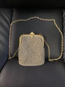 Vintage Rodo Italy Gold Small cocktail formal purse clutch Crossbody Chain Link - Picture 1 of 5