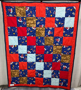 Boys Space Dog Quilt Rocket Ship Astronaut Blue Red Security Blanket Homemade