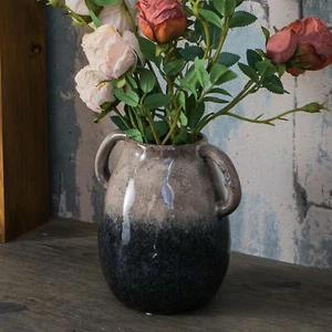 Brown to Blue Gradient Ceramic Vase with 2 Handles Modern Farmhouse Vase for ... - Picture 1 of 9