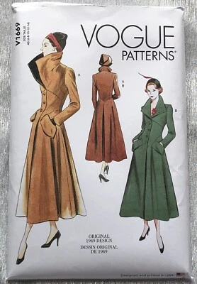 Vogue Patterns V1669 Misses' Coat Sizes 6-8-10-12-14 - Image 1 of 3