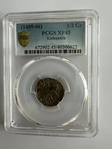Litauen Silber Alexander Jagiellon 1/2 Groschen ND(1495-06) PCGS XF45 - Bild 1 von 3