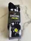 Spalding 3 Pair Mens Crew Socks US Large 6.5-12 Blacks Grays