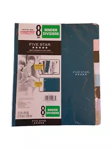 Mead Five Star 8 Tabs Multi-Color Binder Dividers Reversible Sides 3 Hole Punch - Picture 1 of 2