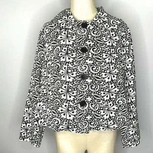 Westbound Women's Sz L Crop Jacket Embroidered Black/White Button-up - Picture 1 of 5