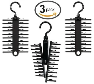 ClosetMate Tie Hanger Tie Rack Pack of 3 - Necktie Cross Hanger, Quality Non-... - Picture 1 of 9