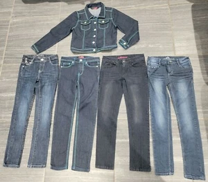 Girls 8 Denim Jeans Jacket Pants Lot Dollhouse Rubee Almost Famous Fall Winter - Picture 1 of 8