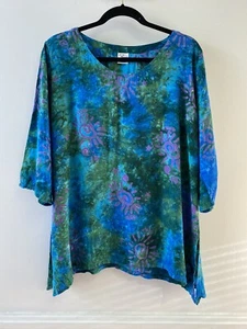 Blusa túnica Kimberley’s Travels para mujer manga 3/4 tie dye rayón talla M - Imagen 1 de 6