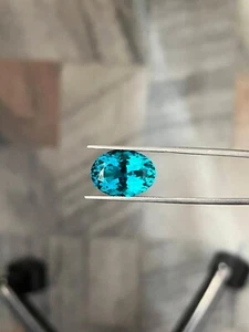 Piedras preciosas sueltas de corte ovalado azul neón verdoso turmalina natural Paraiba de 3,50 quilates - Imagen 1 de 7