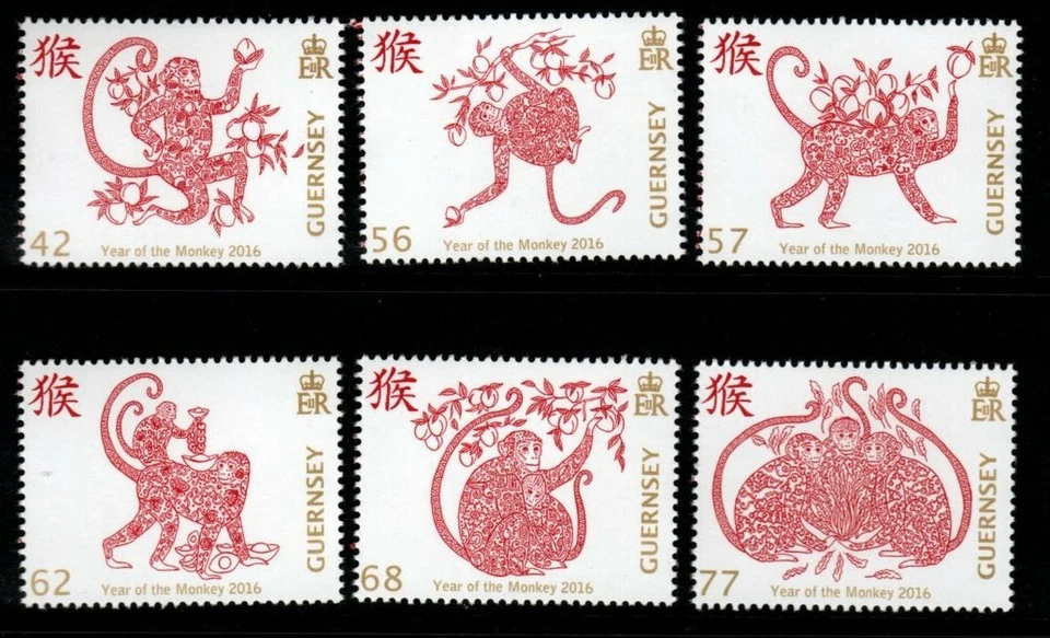GUERNSEY SG1595/600 2016 AÑO DEL MONO MNH Foto 1 de 1