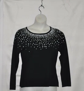  Linea by Louis Dell'Olio Bateau Pullover mit künstlichen Rautenakzenten Gr. S schwarz - Bild 1 von 2