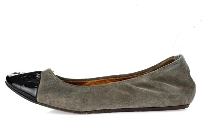 Damen LANVIN schwarz/taupe Leder Cap Toe Ballerinas Gr. 7,5 550 $ - Bild 1 von 4