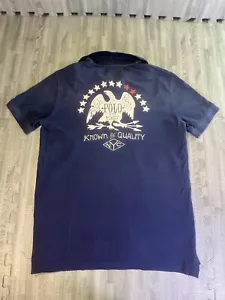 Polo Ralph Lauren uomo taglia m blu personalizzata slim fit aquila bandiera USA grafica - Foto 1 di 7