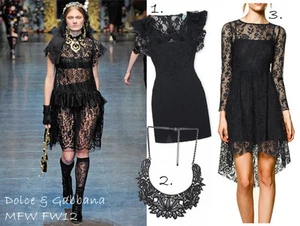 NWT ZARA Collection Black lace ruffle runway style goth dress XS runs large S M - Picture 1 of 5