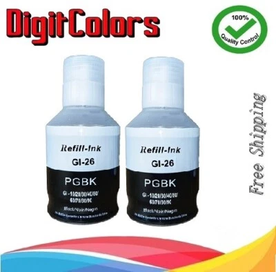 For Canon GI-26 2 Black Pigment Ink Bottles for  Pixma MAXIFY GX6020 GX7020 - Image 1 of 2