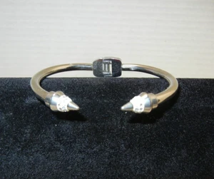 Silver Stainless Steel Spike Cone Hinged Wrap Cuff Bracelet Crystals FREE SHIP - Picture 1 of 6