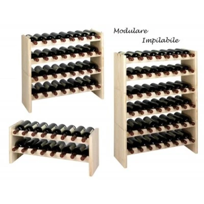 Cantina Vino Modulare in Legno Portabottiglie Cantinetta Scaffali Impilabile - Immagine 1 di 4