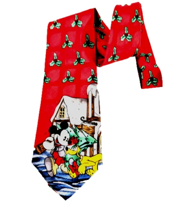 Corbata para hombre Disney Navidad vacaciones Mickey Mouse Pluto 58" x 4" toda seda Foto 1 de 4