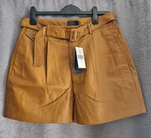 Polo Ralph Lauren Lambskin Leather Flared Shorts Pants . US 10 / UK 14 . - Picture 1 of 8