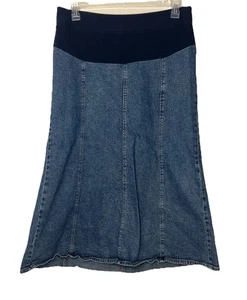 Motherhood Maternity Denim Jean Skirt Sz L Soft Belly Panel Medium Wash - Picture 1 of 9