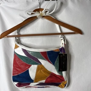 La Covina Genuine Leather Patchwork ColorBlock Shoulder Bag Purse Vtg NEW - Picture 1 of 14
