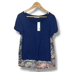 Stitch Fix Honey Punch Seaside Mix Material Top Navy Blue Boho XS - Picture 1 of 4