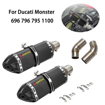 Mid Pipe Muffler Tail Pipe Exhaust System For Ducati Monster 696 796 795 1100 - Image 1 of 4