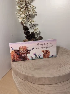 Insegna citazione mucca delle Highlands da appendere, felice di avere Moo come amico  - Foto 1 di 5