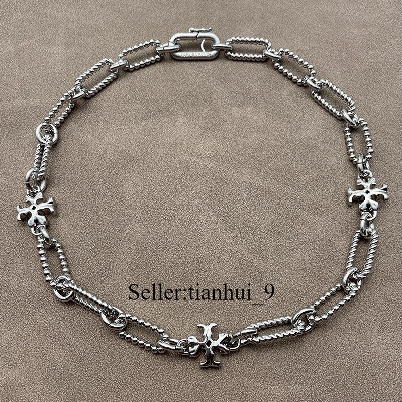New! Tory Silver Roxanne Chainlink Necklace with Jewelry Pouch Size: 43cm - Image 1 of 1