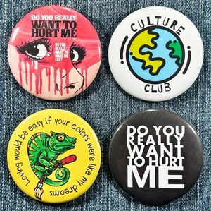 CULTURE CLUB Boy George 80s Music 2.25" Pinback Buttons New Wave Dance, 4 Pins - Picture 1 of 6