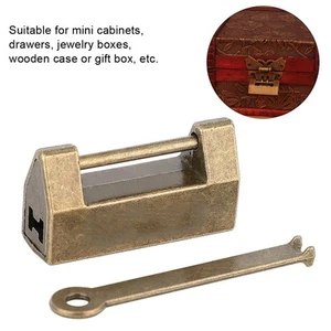 Vintage Chinese Style Mini Copper Padlock Horizontal Lock For Jewelry Box - Picture 1 of 15