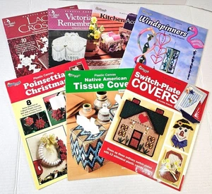 Lot Of 7 Leisure Arts Plastic Canvas Pattern Books Home Decor - Picture 1 of 5