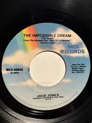 Jack Jones “The Impossible Dream” (The Quest) MCA 7” 45 REISSUE VG+ - Image 1 of 4